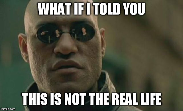 Matrix Morpheus Meme | WHAT IF I TOLD YOU; THIS IS NOT THE REAL LIFE | image tagged in memes,matrix morpheus | made w/ Imgflip meme maker