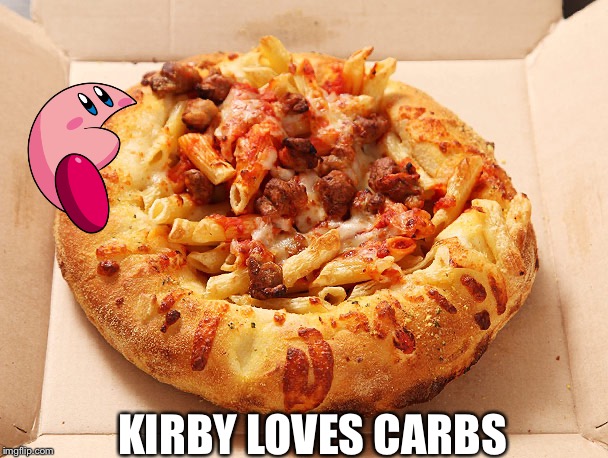 Pasta Bread-bowl | KIRBY LOVES CARBS | image tagged in pasta bread-bowl | made w/ Imgflip meme maker