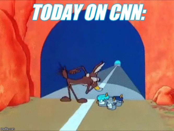 WILE E. COYOTE PAINTS A TUNNEL | TODAY ON CNN: | image tagged in wile e coyote paints a tunnel | made w/ Imgflip meme maker