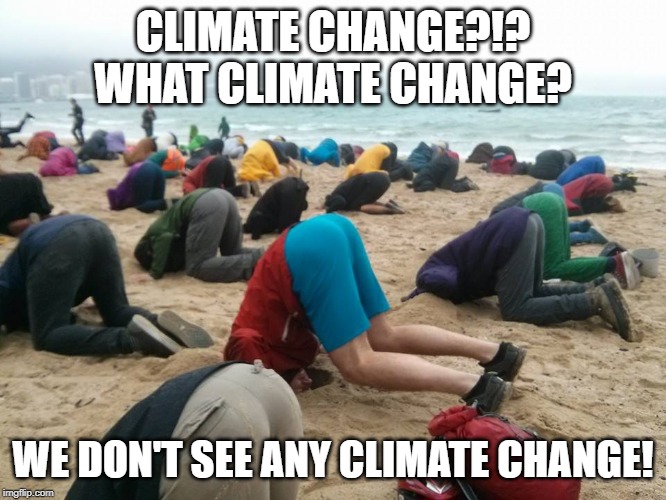 CLIMATE CHANGE?!? WHAT CLIMATE CHANGE? WE DON'T SEE ANY CLIMATE CHANGE! | made w/ Imgflip meme maker