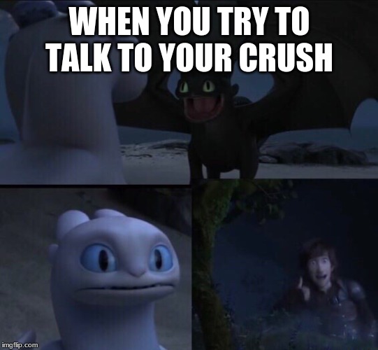 How to train your dragon 3 | WHEN YOU TRY TO TALK TO YOUR CRUSH | image tagged in how to train your dragon 3 | made w/ Imgflip meme maker