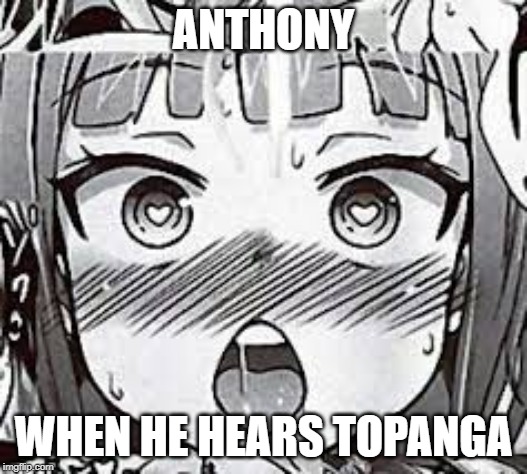 ANTHONY; WHEN HE HEARS TOPANGA | image tagged in funny,roast | made w/ Imgflip meme maker