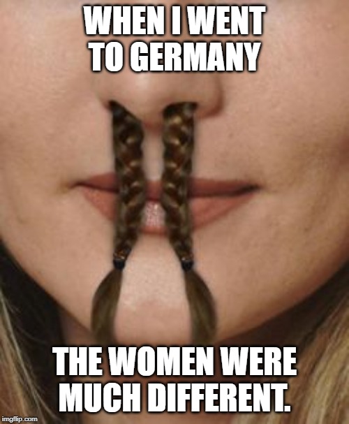 WHEN I WENT TO GERMANY; THE WOMEN WERE MUCH DIFFERENT. | image tagged in germany | made w/ Imgflip meme maker