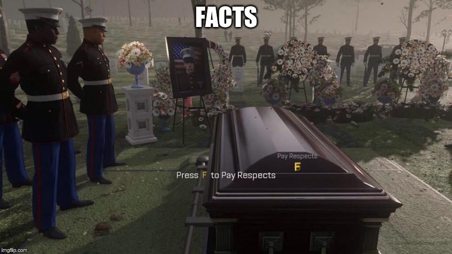 Press F to Pay Respects | FACTS | image tagged in press f to pay respects | made w/ Imgflip meme maker