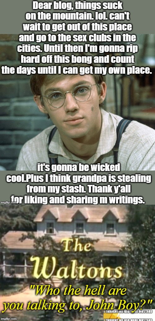 The Waltons 2020 | "Who the hell are you talking to, John Boy?" | image tagged in john boy,waltons | made w/ Imgflip meme maker