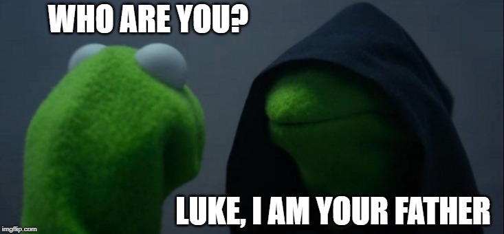Evil Kermit Meme | WHO ARE YOU? LUKE, I AM YOUR FATHER | image tagged in memes,evil kermit | made w/ Imgflip meme maker