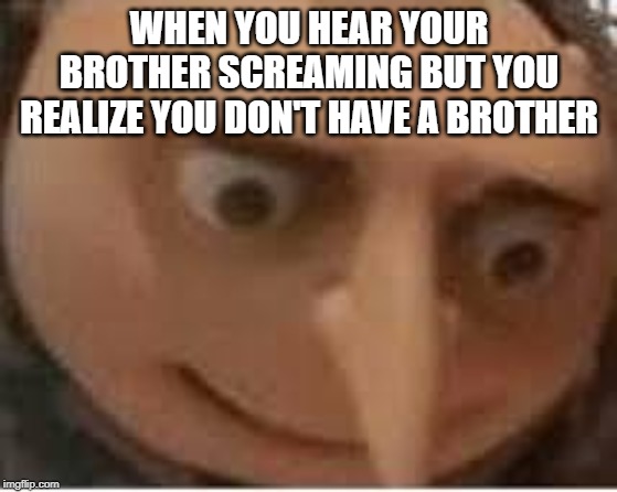 Dark humor weekend with TimidDeer & LordCheesus 29 Nov-1 Dec.Put another one on the grill. | WHEN YOU HEAR YOUR BROTHER SCREAMING BUT YOU REALIZE YOU DON'T HAVE A BROTHER | image tagged in original meme | made w/ Imgflip meme maker