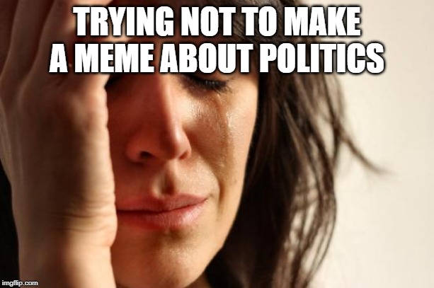 First World Problems Meme | TRYING NOT TO MAKE A MEME ABOUT POLITICS | image tagged in memes,first world problems | made w/ Imgflip meme maker