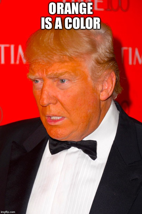 Orange Trump | ORANGE IS A COLOR | image tagged in orange trump | made w/ Imgflip meme maker