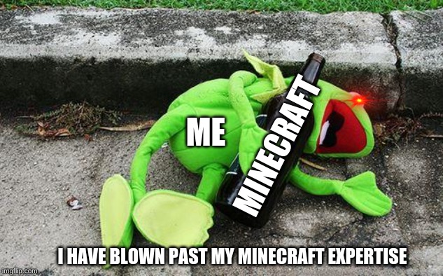 A Clear Representation | ME; MINECRAFT; I HAVE BLOWN PAST MY MINECRAFT EXPERTISE | image tagged in drunk kermit | made w/ Imgflip meme maker