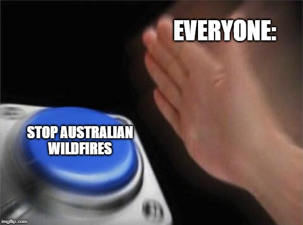 Blank Nut Button | EVERYONE:; STOP AUSTRALIAN WILDFIRES | image tagged in memes,blank nut button | made w/ Imgflip meme maker