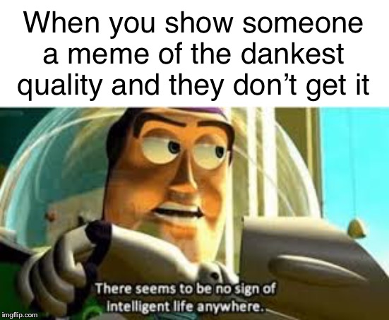 There seems to be no sign of intelligent life anywhere | When you show someone a meme of the dankest quality and they don’t get it | image tagged in there seems to be no sign of intelligent life anywhere | made w/ Imgflip meme maker