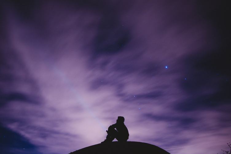 High Quality Man alone on hill at night Blank Meme Template