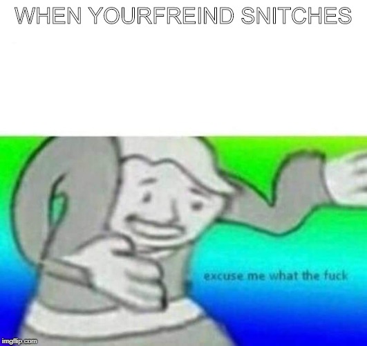 Fallout What thy f*ck | WHEN YOURFREIND SNITCHES | image tagged in fallout what thy fck | made w/ Imgflip meme maker