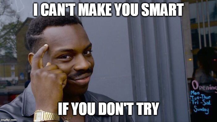 Roll Safe Think About It Meme | I CAN'T MAKE YOU SMART; IF YOU DON'T TRY | image tagged in memes,roll safe think about it | made w/ Imgflip meme maker