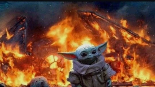 High Quality Baby Yoda flame trooper Blank Meme Template