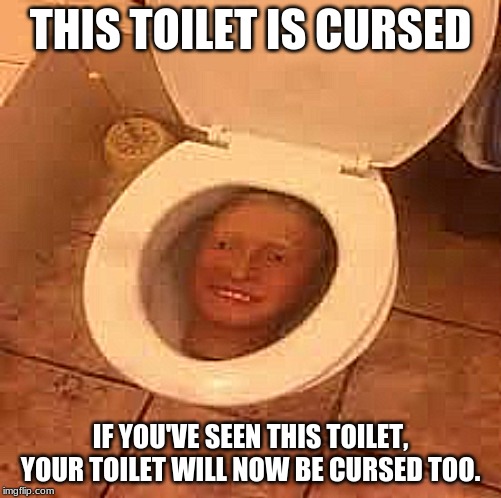 This toilet is cursed | THIS TOILET IS CURSED; IF YOU'VE SEEN THIS TOILET, YOUR TOILET WILL NOW BE CURSED TOO. | image tagged in this toilet is cursed | made w/ Imgflip meme maker