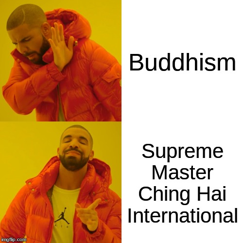 Drake Hotline Bling Meme | Buddhism; Supreme Master Ching Hai International | image tagged in memes,drake hotline bling | made w/ Imgflip meme maker