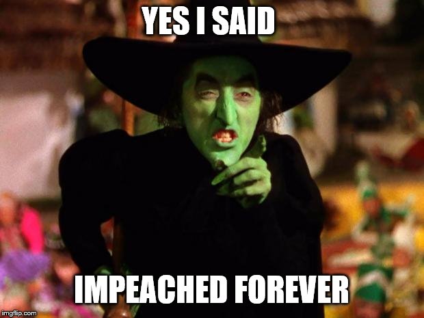wicked witch  | YES I SAID; IMPEACHED FOREVER | image tagged in wicked witch | made w/ Imgflip meme maker