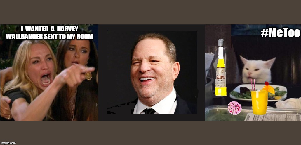 Harvey Wallbanger #1 | I  WANTED  A  HARVEY WALLBANGER SENT TO MY ROOM; #MeToo | image tagged in harvey weinstein,me too,smudge the cat | made w/ Imgflip meme maker