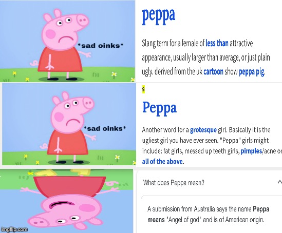 Australia is the only place that appreciates Peppa | Fruit loops are just gay cheerios | image tagged in peppa pig,sad,happy | made w/ Imgflip meme maker