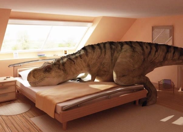 T-Rex Bed Blank Meme Template