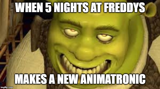WHEN 5 NIGHTS AT FREDDYS; MAKES A NEW ANIMATRONIC | image tagged in shrek,fnt | made w/ Imgflip meme maker