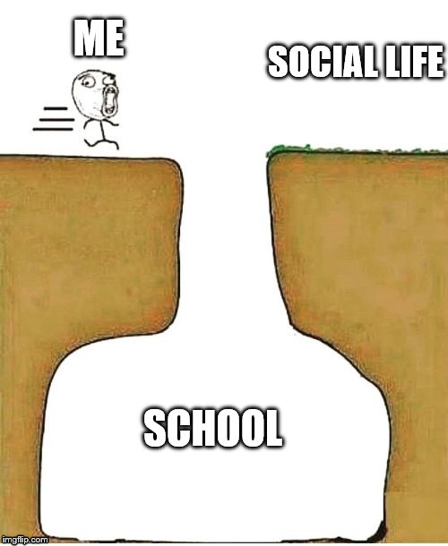 Totally true | ME; SOCIAL LIFE; SCHOOL | image tagged in derp guy running | made w/ Imgflip meme maker