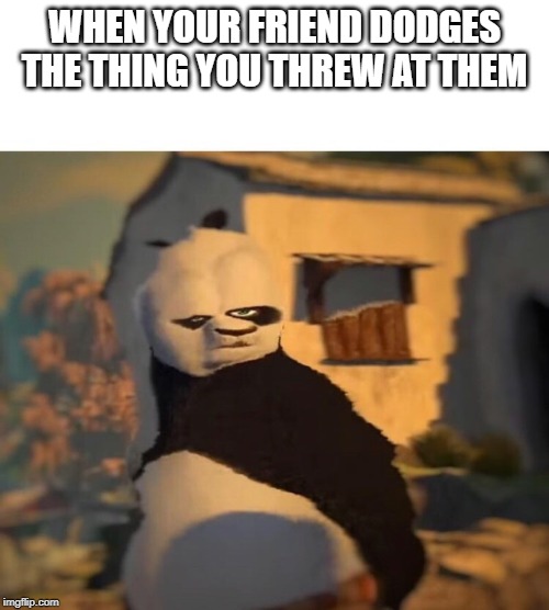 Drunk Kung Fu Panda | WHEN YOUR FRIEND DODGES THE THING YOU THREW AT THEM | image tagged in drunk kung fu panda | made w/ Imgflip meme maker