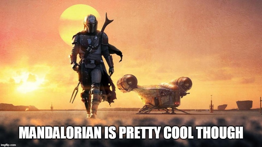 Mandalorian | MANDALORIAN IS PRETTY COOL THOUGH | image tagged in mandalorian | made w/ Imgflip meme maker