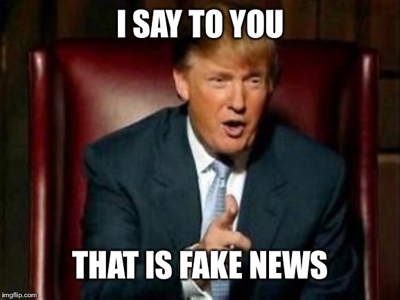 Donald Trump | I SAY TO YOU THAT IS FAKE NEWS | image tagged in donald trump | made w/ Imgflip meme maker