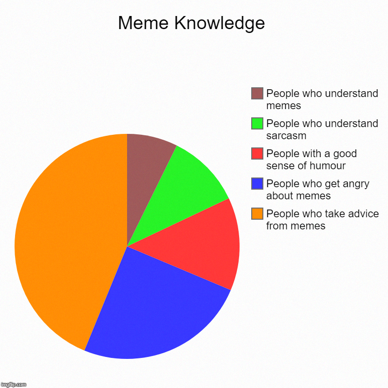 Meme Knowledge | People who take advice from memes, People who get angry about memes, People with a good sense of humour, People who underst | image tagged in charts,pie charts | made w/ Imgflip chart maker