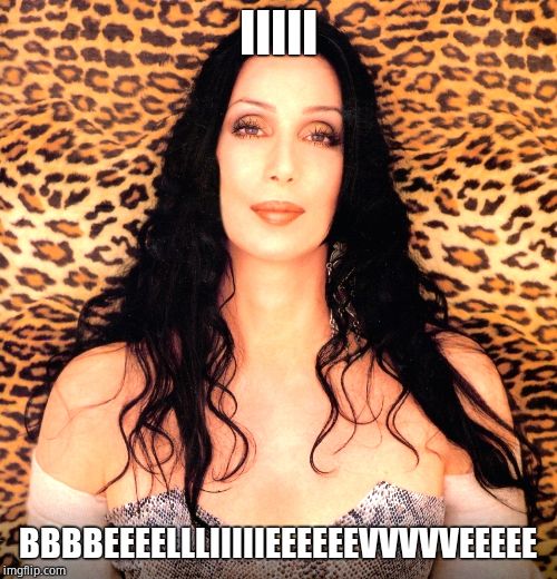 please cher | IIIII BBBBEEEELLLIIIIIEEEEEEVVVVVEEEEE | image tagged in please cher | made w/ Imgflip meme maker