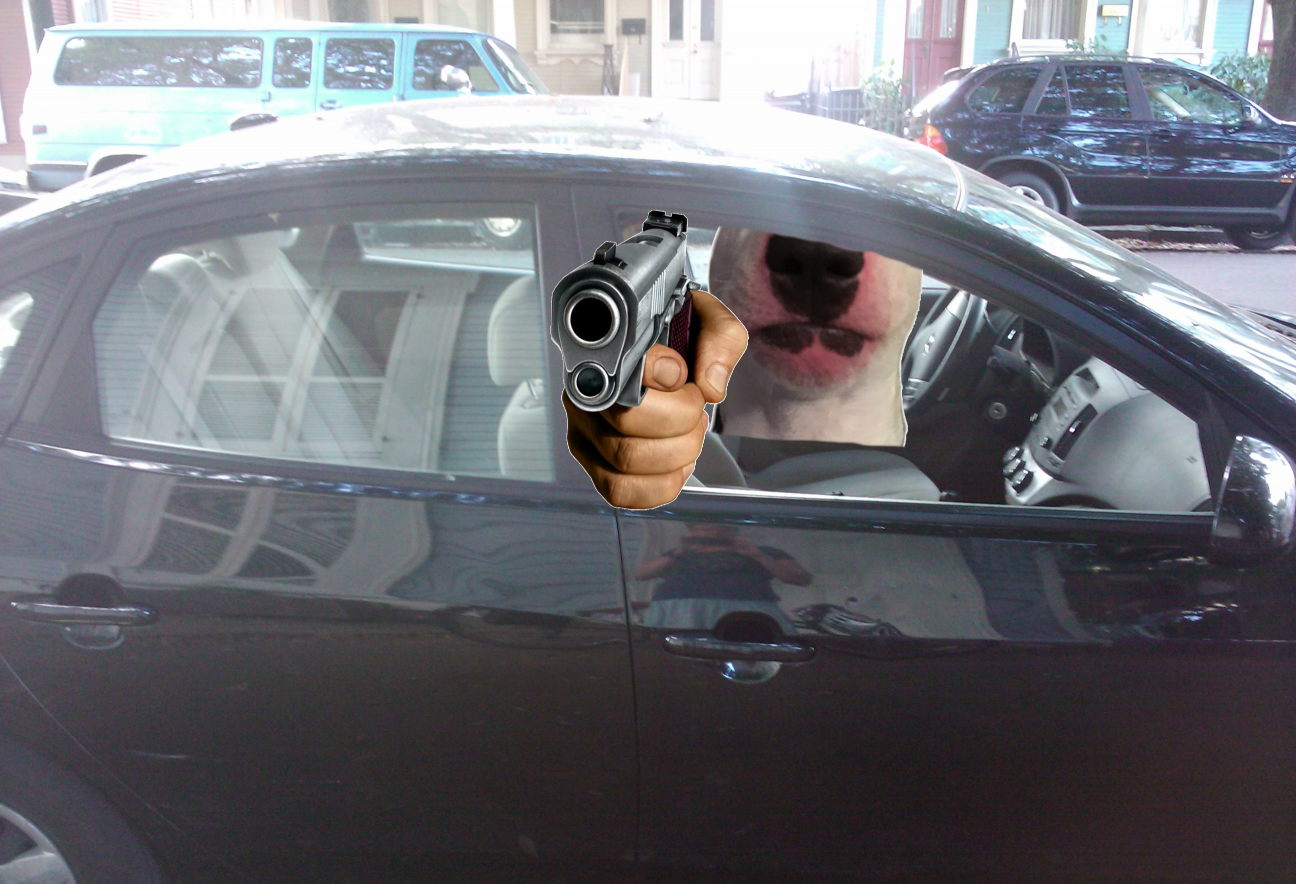 Walter with Gun in Car Blank Meme Template