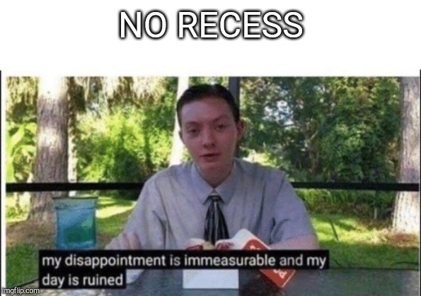 My dissapointment is immeasurable and my day is ruined | NO RECESS | image tagged in my dissapointment is immeasurable and my day is ruined | made w/ Imgflip meme maker