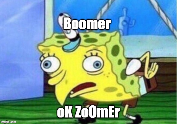 Mocking Spongebob | Boomer; oK ZoOmEr | image tagged in memes,mocking spongebob | made w/ Imgflip meme maker
