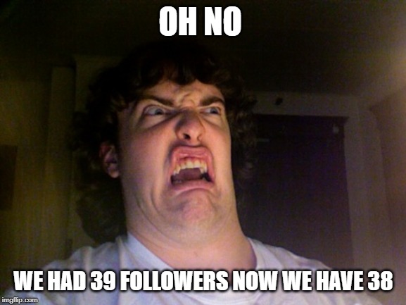 Oh No | OH NO; WE HAD 39 FOLLOWERS NOW WE HAVE 38 | image tagged in memes,oh no | made w/ Imgflip meme maker