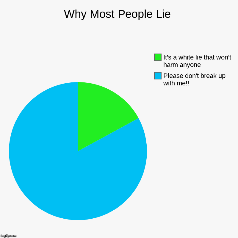 Why Most People Lie | Please don't break up with me!!, It's a white lie that won't harm anyone | image tagged in charts,pie charts | made w/ Imgflip chart maker