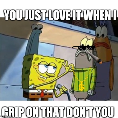 Spongeperv | YOU JUST LOVE IT WHEN I; GRIP ON THAT DON'T YOU | image tagged in roasted,funny,spongebob,pervert | made w/ Imgflip meme maker