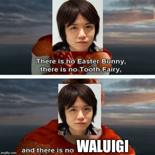 TIGHTEN MEGAMIND "THERE IS NO EASTER BUNNY" | WALUIGI | image tagged in tighten megamind there is no easter bunny | made w/ Imgflip meme maker