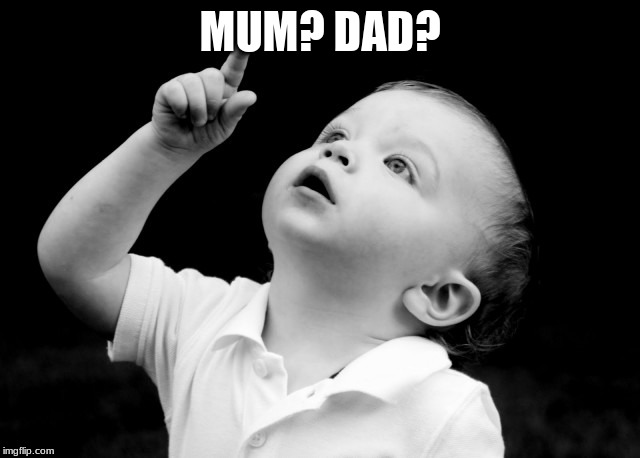 LOOK UP MOM AND DAD! | MUM? DAD? | image tagged in look up mom and dad | made w/ Imgflip meme maker