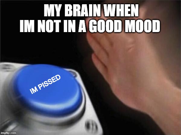 MY BRAIN WHEN IM NOT IN A GOOD MOOD IM PISSED | image tagged in memes,blank nut button | made w/ Imgflip meme maker