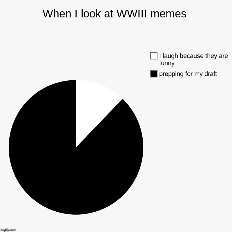 When I look at WWIII memes | prepping for my draft, I laugh because they are funny | image tagged in charts,pie charts | made w/ Imgflip chart maker