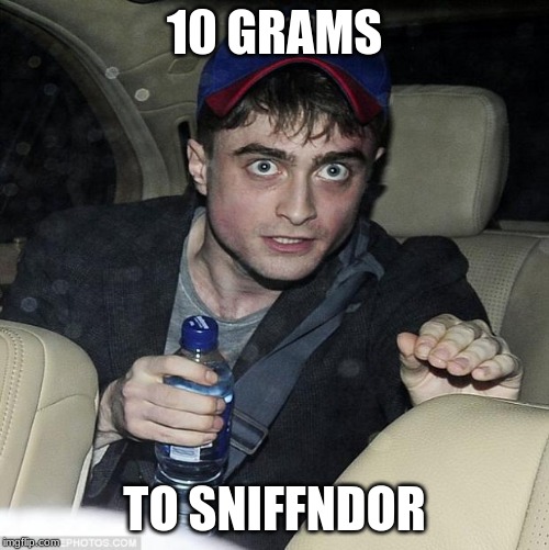 harry potter crazy | 10 GRAMS; TO SNIFFNDOR | image tagged in harry potter crazy | made w/ Imgflip meme maker