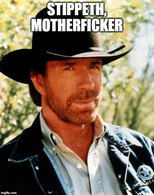 Chuck Norris Meme | STIPPETH, MOTHERFICKER | image tagged in memes,chuck norris | made w/ Imgflip meme maker