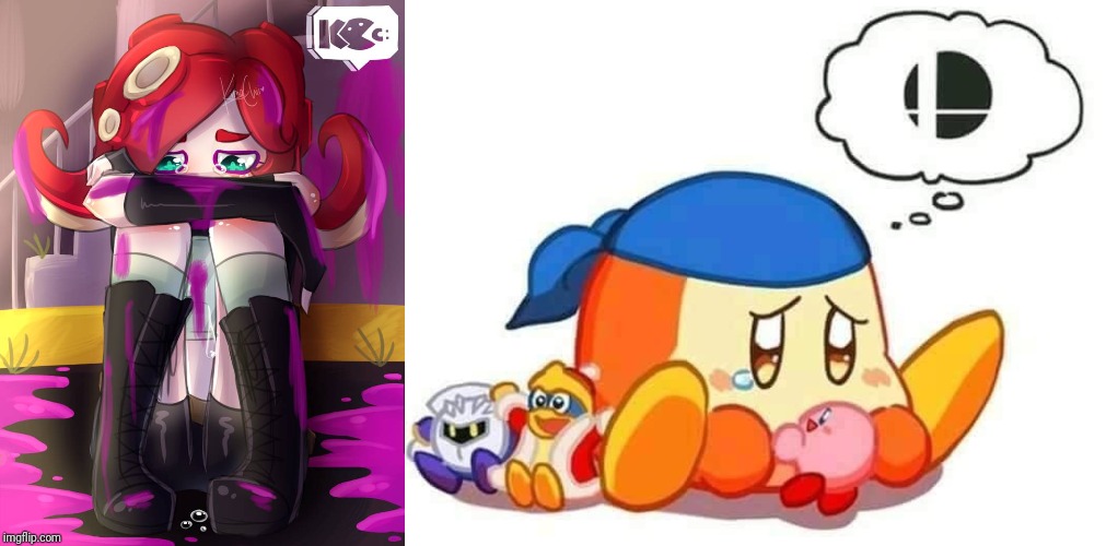 image tagged in sad bandana dee,crying octoling | made w/ Imgflip meme maker