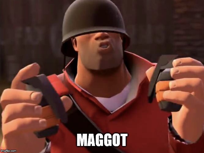 Tf2 soldier | MAGGOT | image tagged in tf2 soldier | made w/ Imgflip meme maker