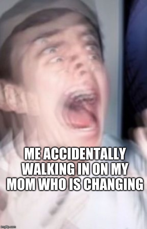 Freaking out | ME ACCIDENTALLY WALKING IN ON MY MOM WHO IS CHANGING | image tagged in freaking out | made w/ Imgflip meme maker