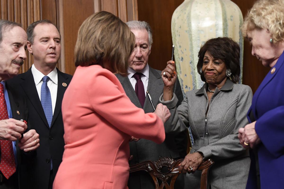 Nancy Pelosi's solemn souvenir pens Blank Meme Template