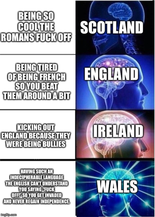image tagged in england,scotland,ireland,wales,big brain,expanding brain | made w/ Imgflip meme maker